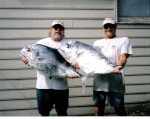 (L-R) Capt Jerry & Bob Black with a pair of nice African pompano caught at Frying Pan Tower.