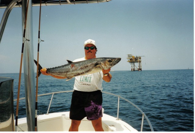 Mike Lundy with a nice king he caught while fishing with Capt. Jerry off Alabama.